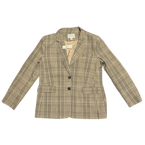 Womens Beige Plaid Single-Breasted Blazer Size L NWT Notch Collar - Picture 8 of 12